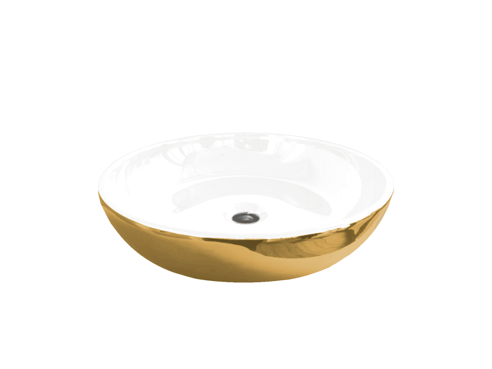 Daire Tezgah Üstü Lavabo Altın Kaplama - Batarya Delikli